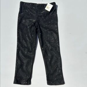 Peek Black Silver Glitter Leggings Toddler Girl Size 2T Sparkly Holiday Party
